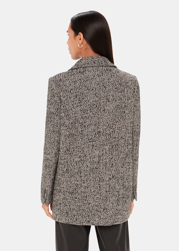 Brown Noa Herringbone Short Coat