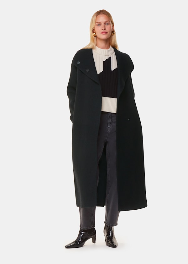 Black Morgan Funnel Neck Coat