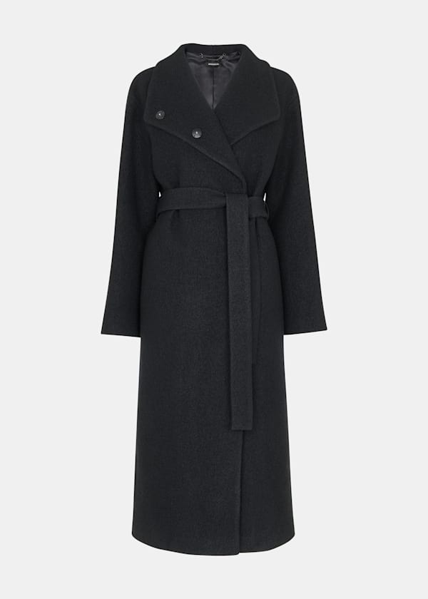 Black Morgan Funnel Neck Coat