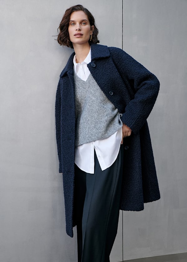 Navy Romy Boucle Coat