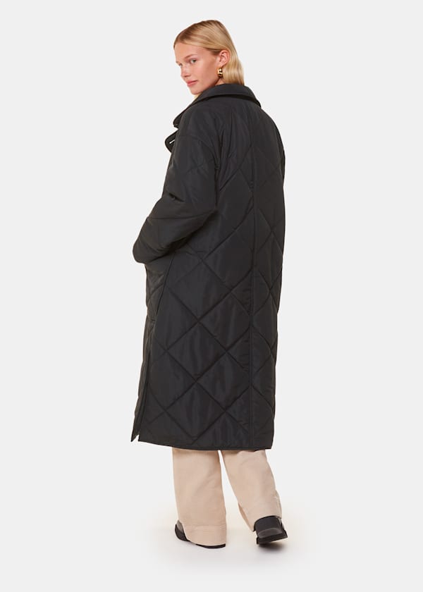Black Alice Longline Quilted Coat