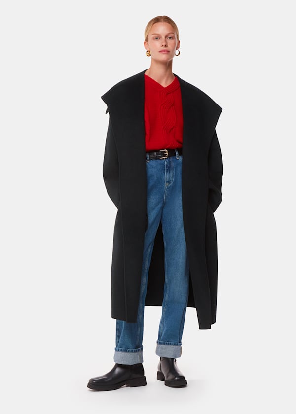 Black Cosima Double Face Collar Coat