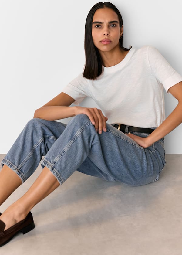White Rosa Double Trim T-Shirt