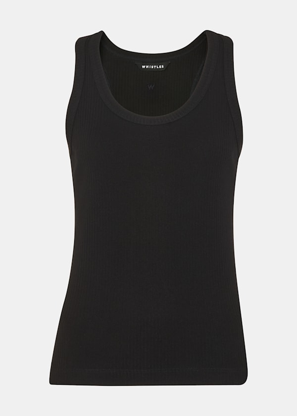 Black Ultimate Ribbed Scoop Vest