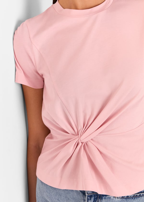 Pink Twist Front Detail Tee