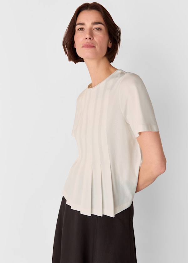 White Pleat Detail Top