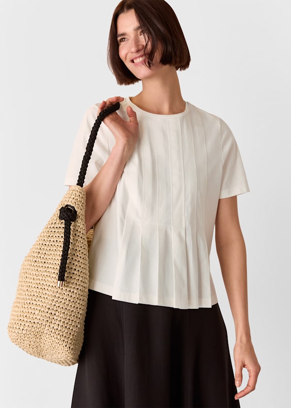 White Pleat Detail Top
