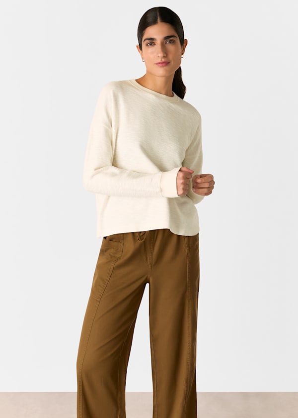 Ivory Textured Relaxed Jersey Top