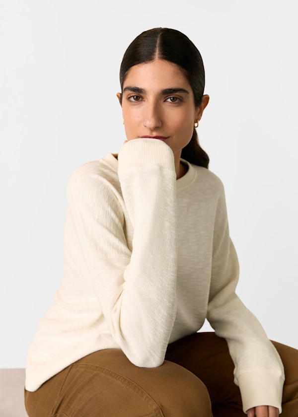 Ivory Textured Relaxed Jersey Top