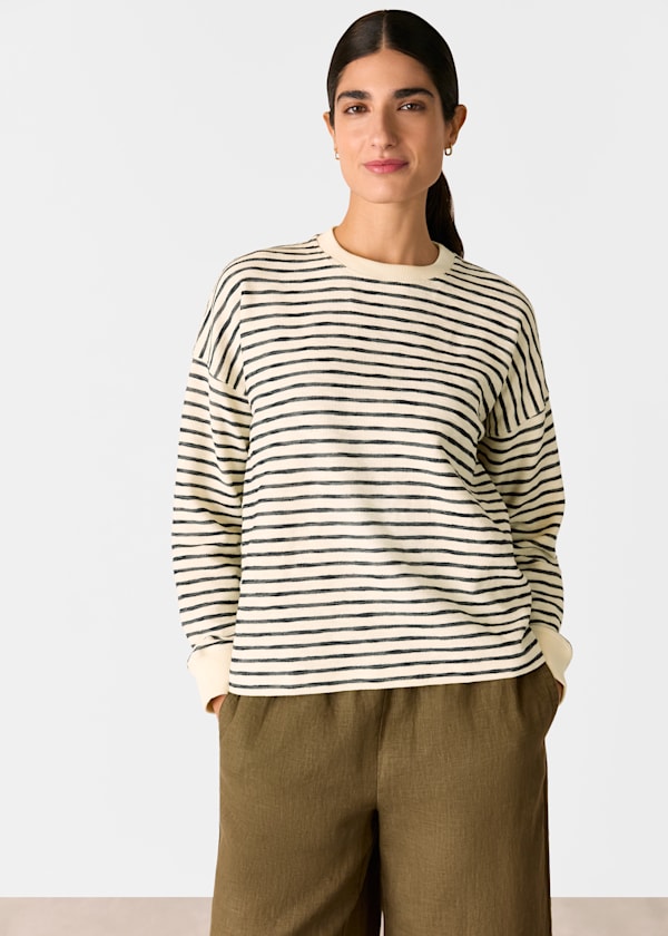 Black Textured Stripe Jersey Top