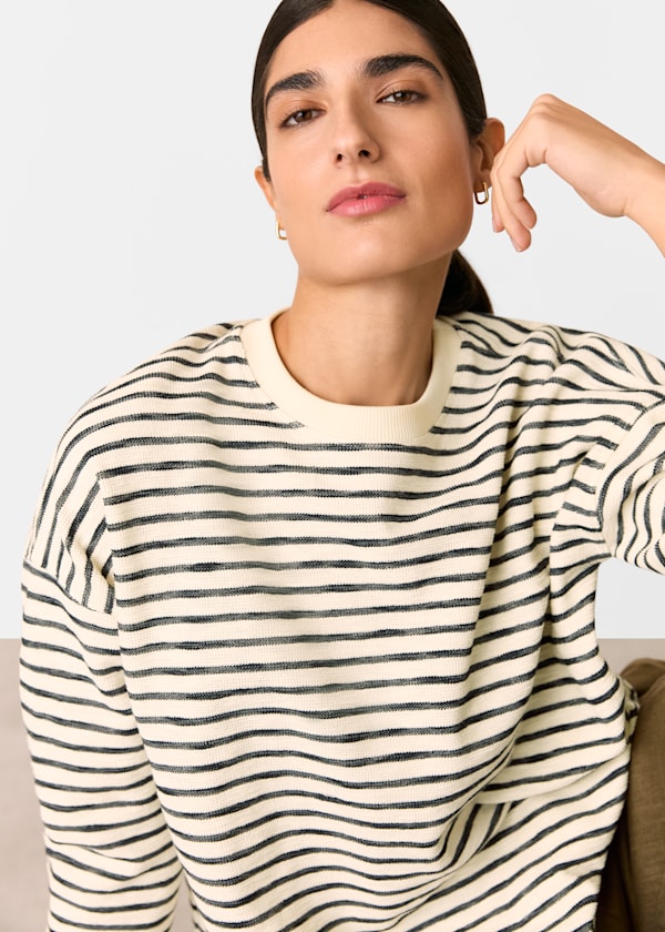 Black Textured Stripe Jersey Top