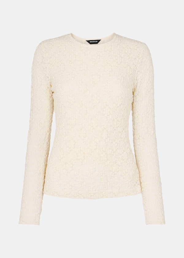 Ivory Jersey Lace Long Sleeve Top