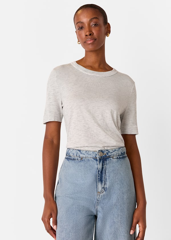 Multicolour Rosa Double Trim Stripe TShirt