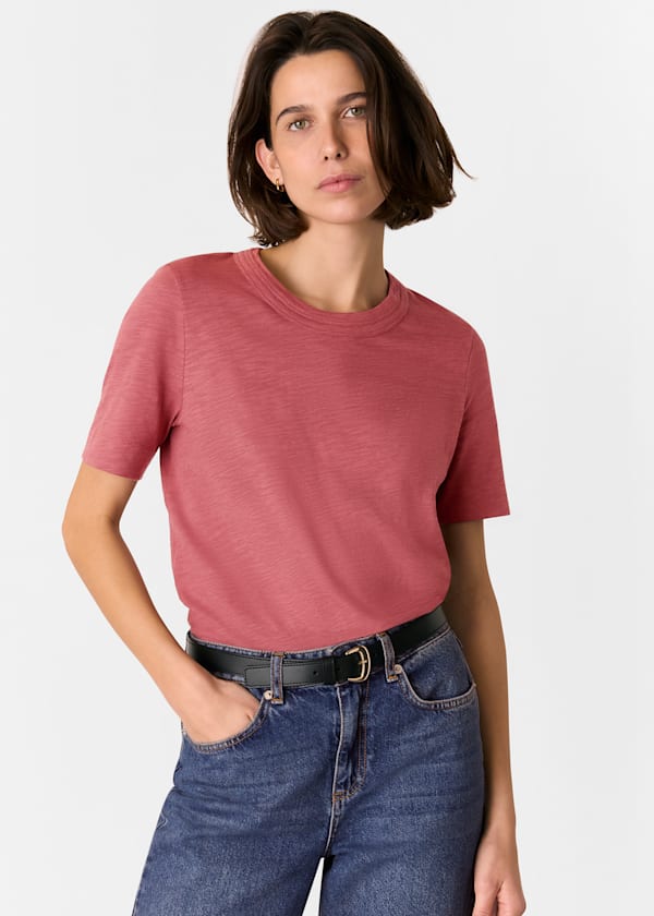 Dark Pink Rosa Double Trim T-Shirt