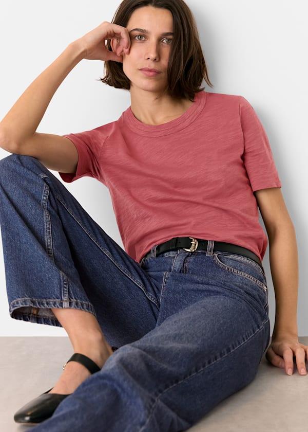 Dark Pink Rosa Double Trim T-Shirt