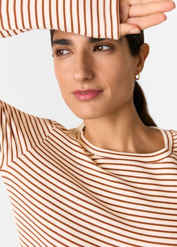Ivory Stripe Crew Neck Jersey Top