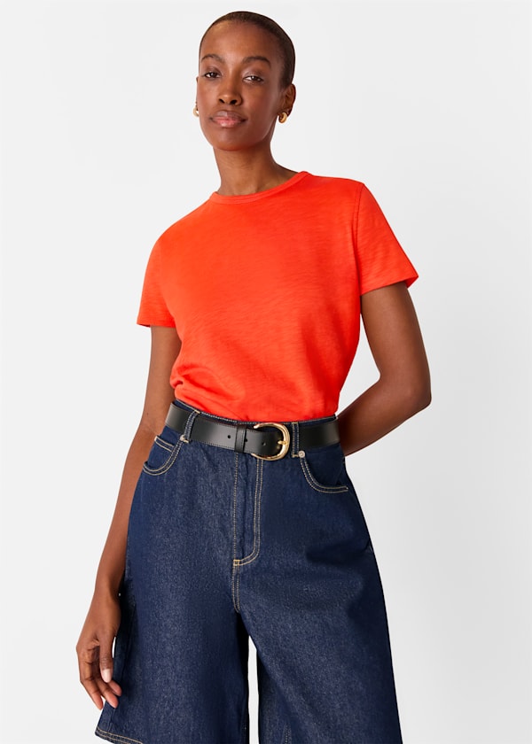 Red Posie Double Trim Tee