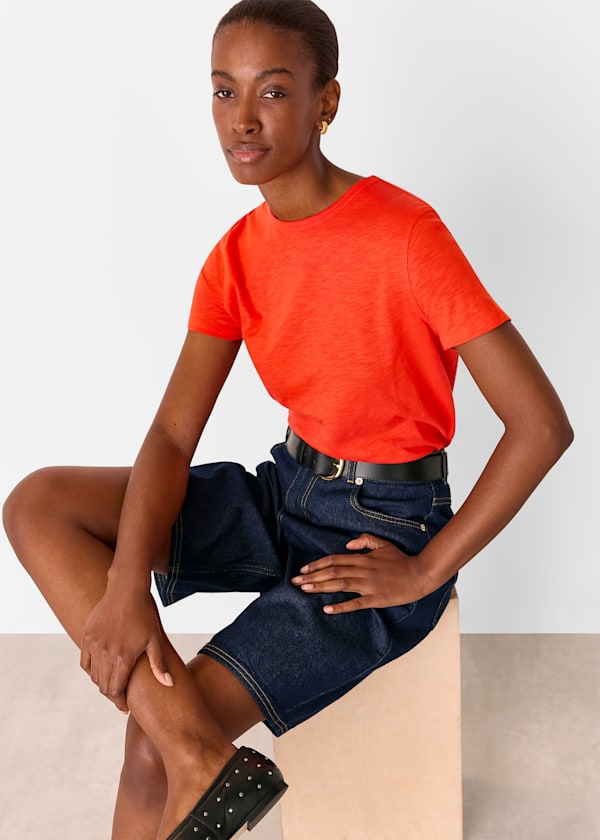 Red Posie Double Trim Tee
