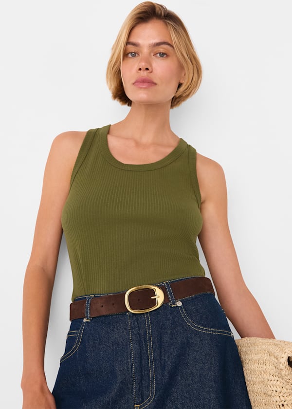Khaki Ultimate Ribbed Scoop Vest