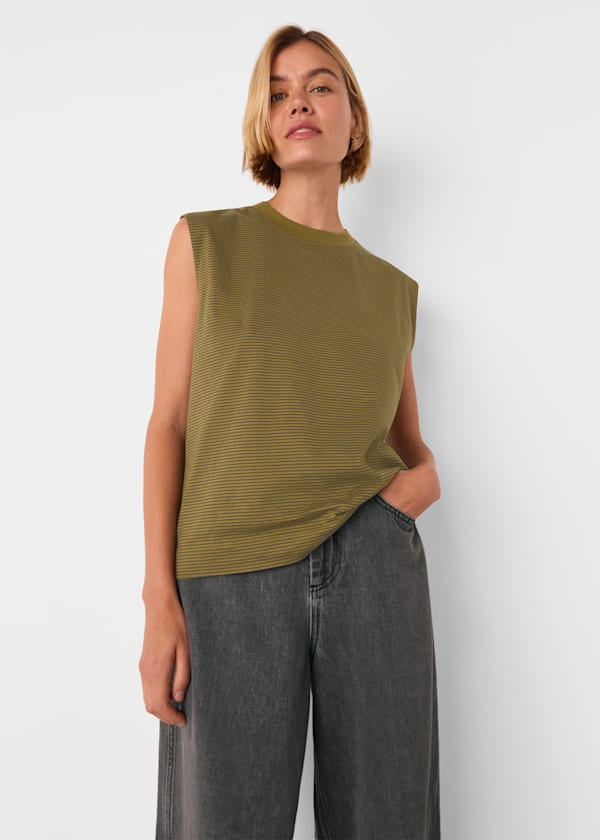 Khaki Edie Stripe Sleeveless Vest