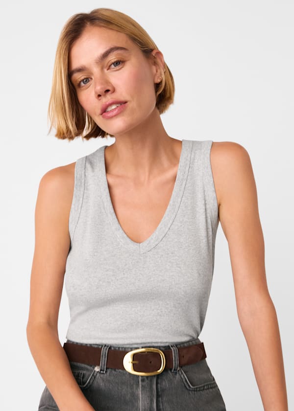 Grey Marl Ellis V Neck Jersey Vest