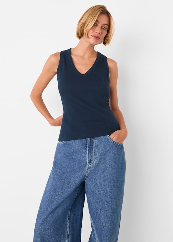Navy Ellis V Neck Jersey Vest