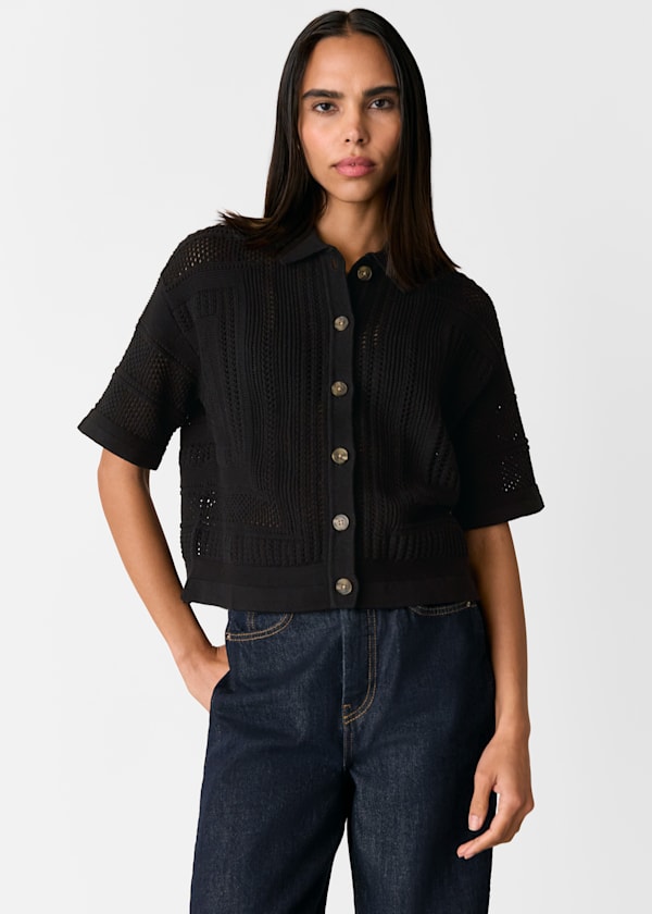 Black Crochet Knitted Shirt
