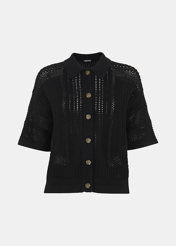 Black Crochet Knitted Shirt