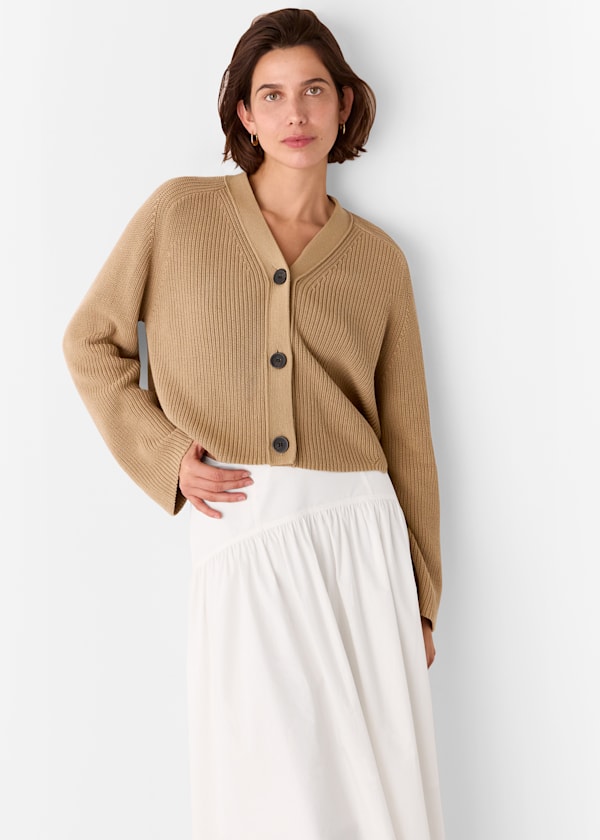 Camel Nala Cotton Cardigan
