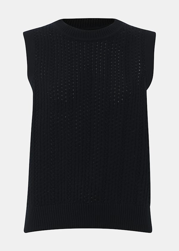 Black Pointelle Sweater Vest