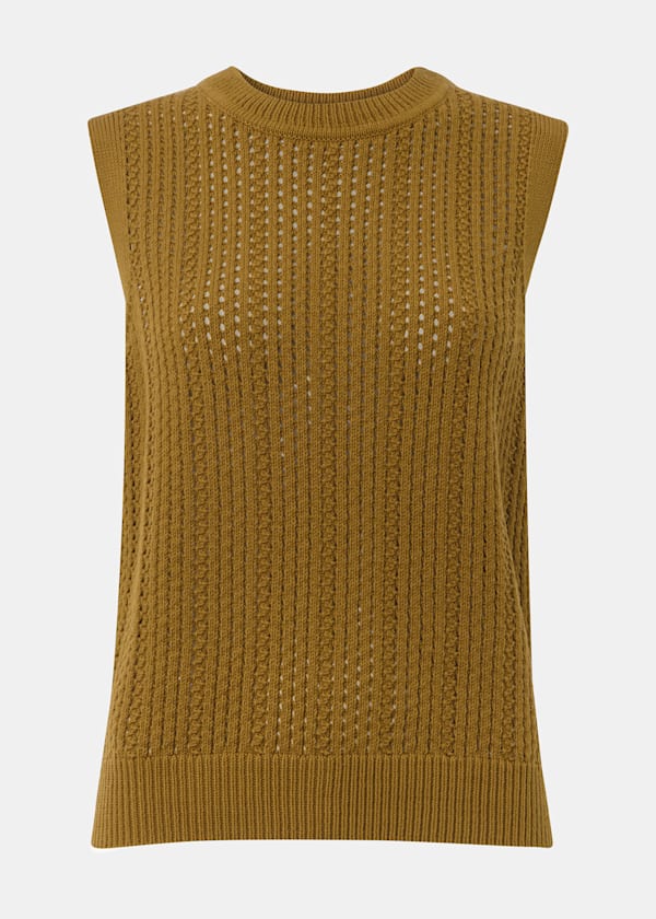 Olive Pointelle Knitted Tank