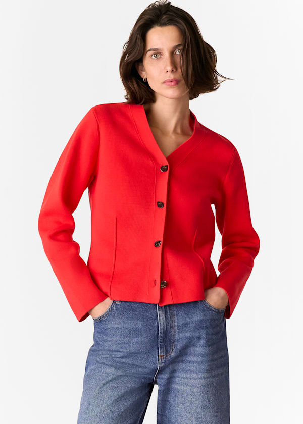 Red Seam Detail Cardigan