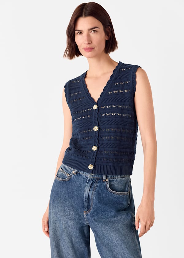 Navy Pointelle Detail Tank