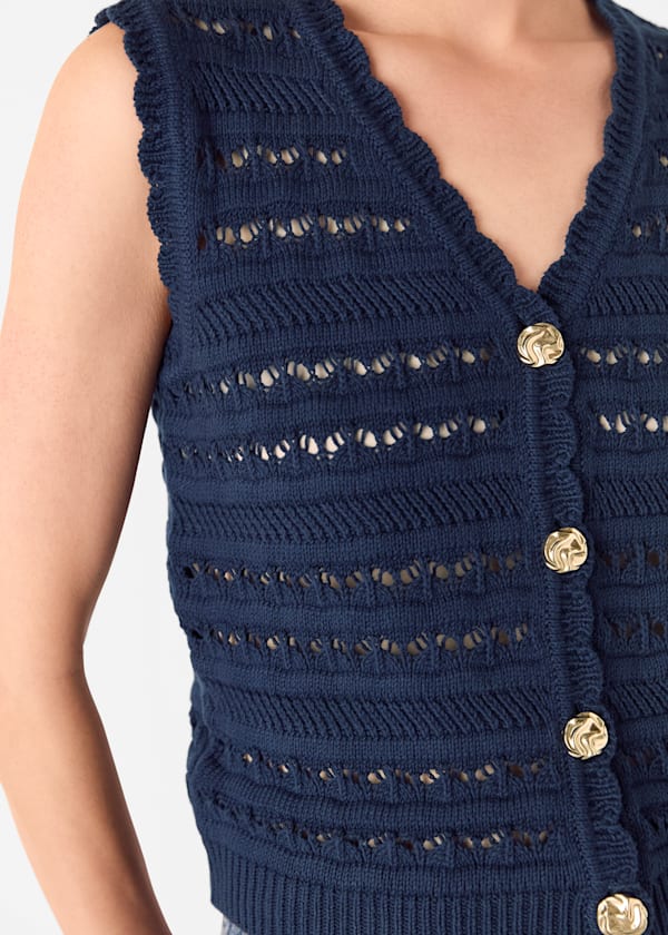 Navy Pointelle Detail Tank