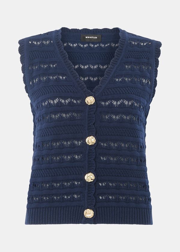 Navy Pointelle Detail Tank