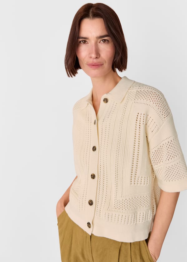 Ivory Crochet Knitted Shirt