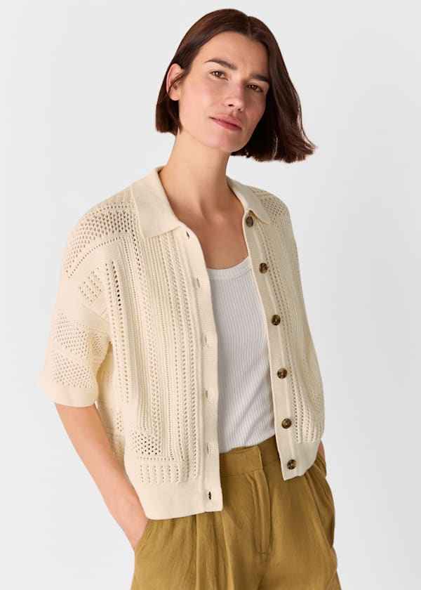 Ivory Crochet Knitted Shirt