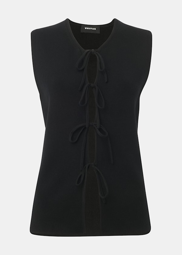 Black Tie Front Detail Tank