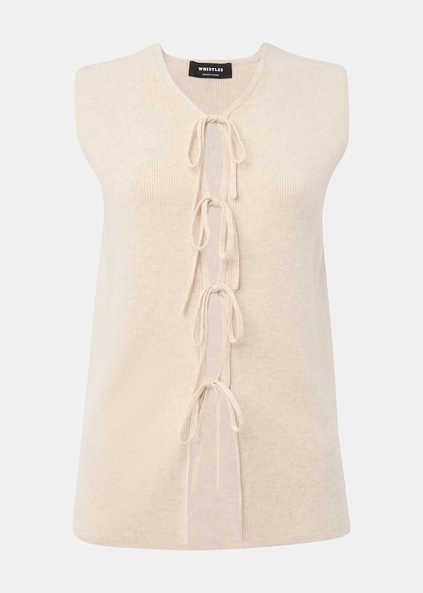 Oatmeal Tie Front Detail Tank