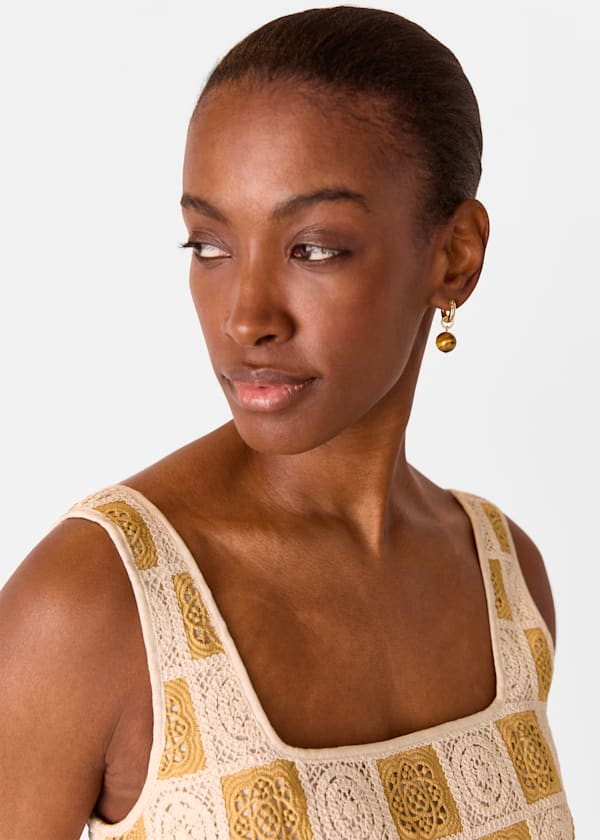 Gold Bead Drop Earring