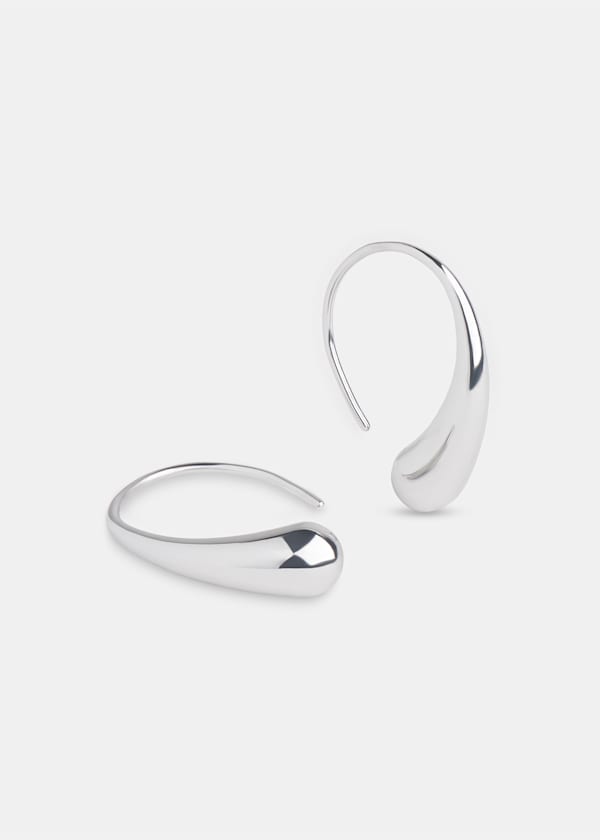 Silver Curved Teardrop Wire Earring