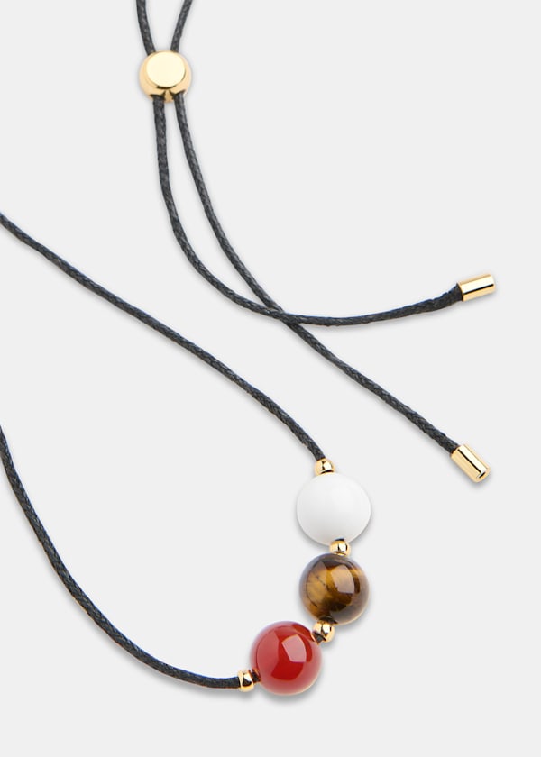 Black Sphere Bead Cord Necklace