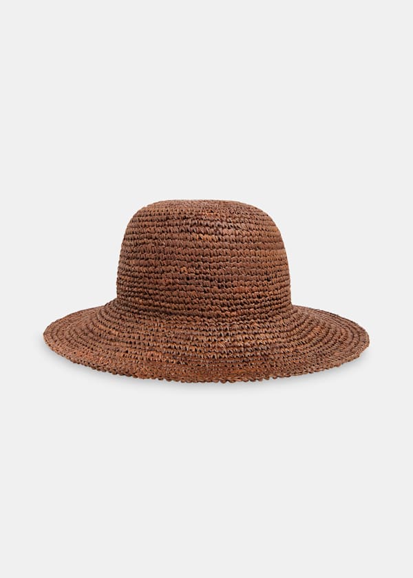 Brown Straw Bucket Hat