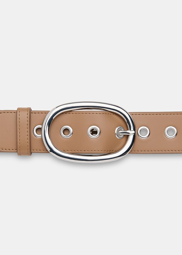 Taupe Eyelet Detail Belt