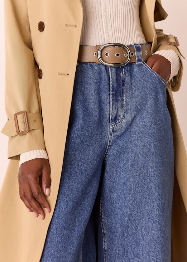 Taupe Eyelet Detail Belt