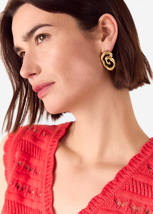 Gold Molten Abstract Earring