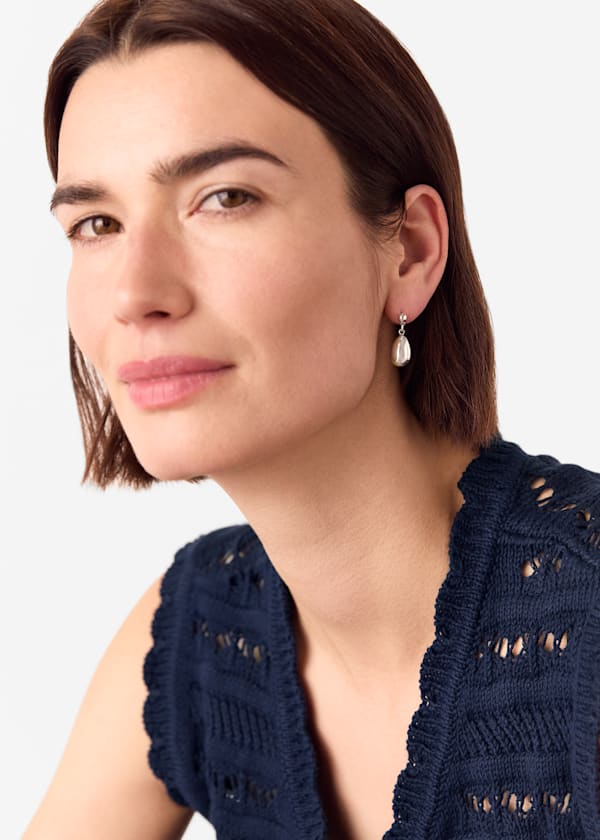 Silver Teardrop Stud Earring