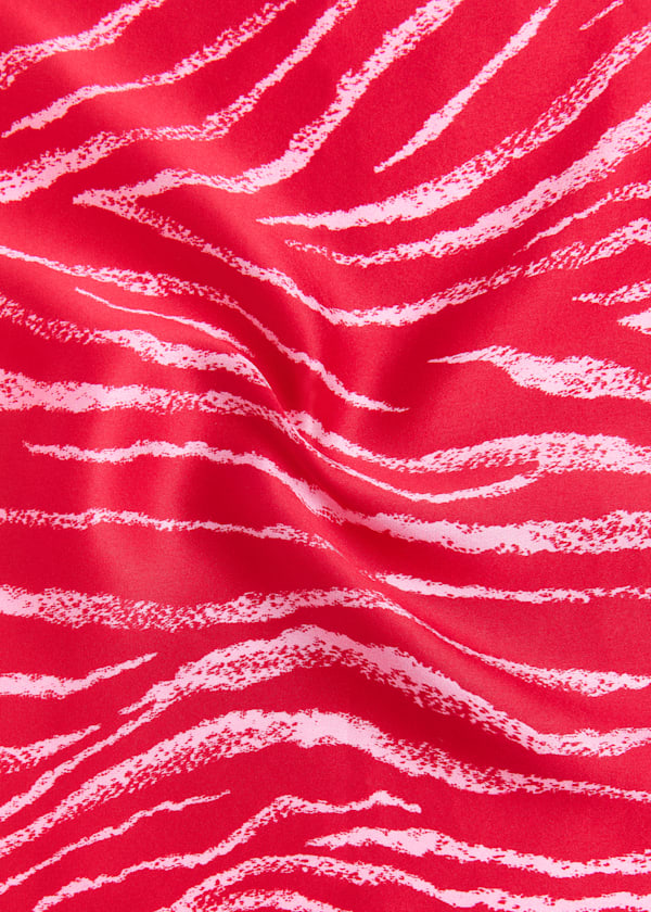 Red Curved Animal Silk Scarf