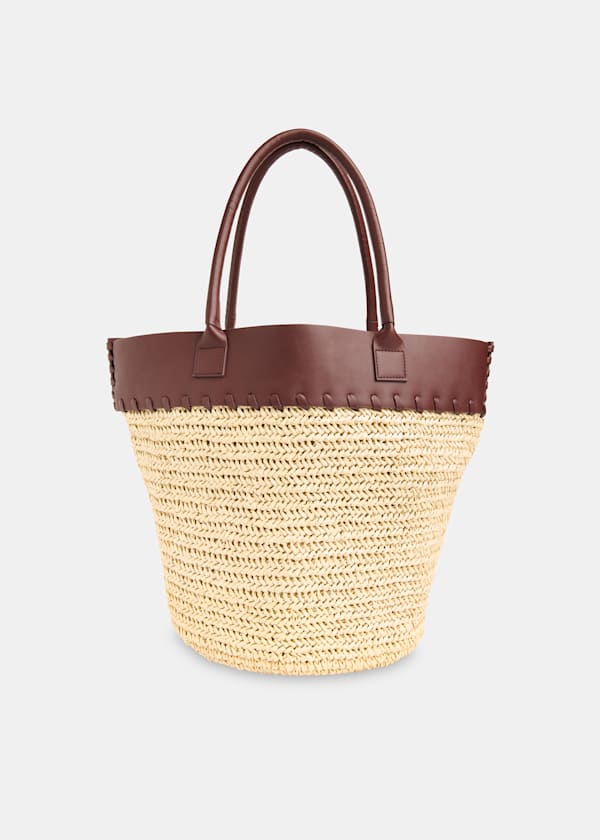 Neutral Ruhi Collar Straw Tote
