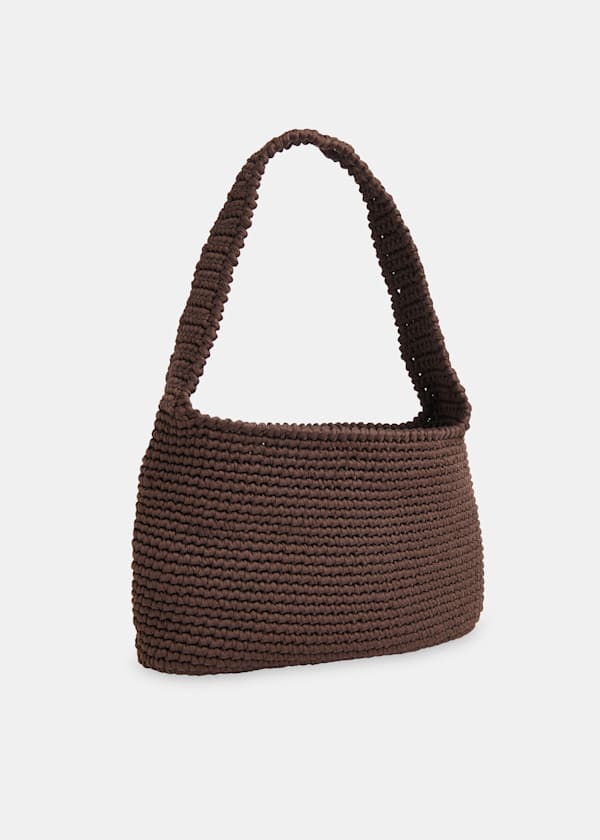 Chocolate Adaline Crochet Shoulder Bag